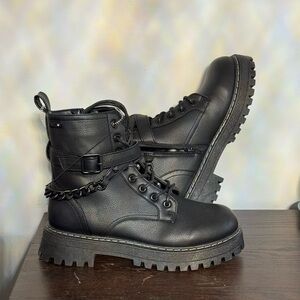 Sugar Black Leather Style Shoes